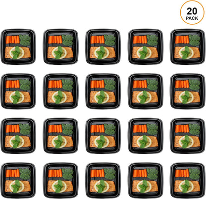 Freshware Meal Prep Containers [20 Pack] 1 Compartment Food Storage Containers with Lids, Bento Box, Stackable, Microwave/Dishwasher Safe (48 oz)