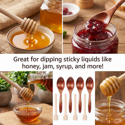 DOPENSPI Honey Dipper Sticks Honey Spoon, Honeys Mixing Stirrer and Spoon