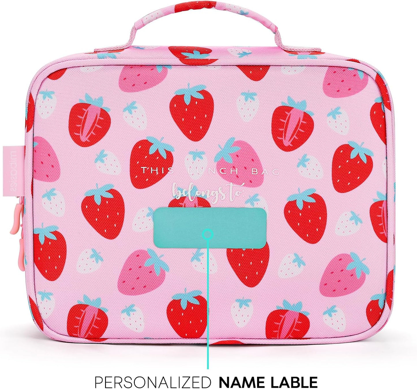 mibasies Kids Lunch Box for Girls Toddler, Insulated and Reusable Lunch Bag for School, Pink Rainbow