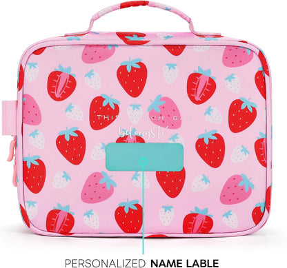mibasies Kids Lunch Box for Girls Toddler, Insulated and Reusable Lunch Bag for School, Pink Rainbow