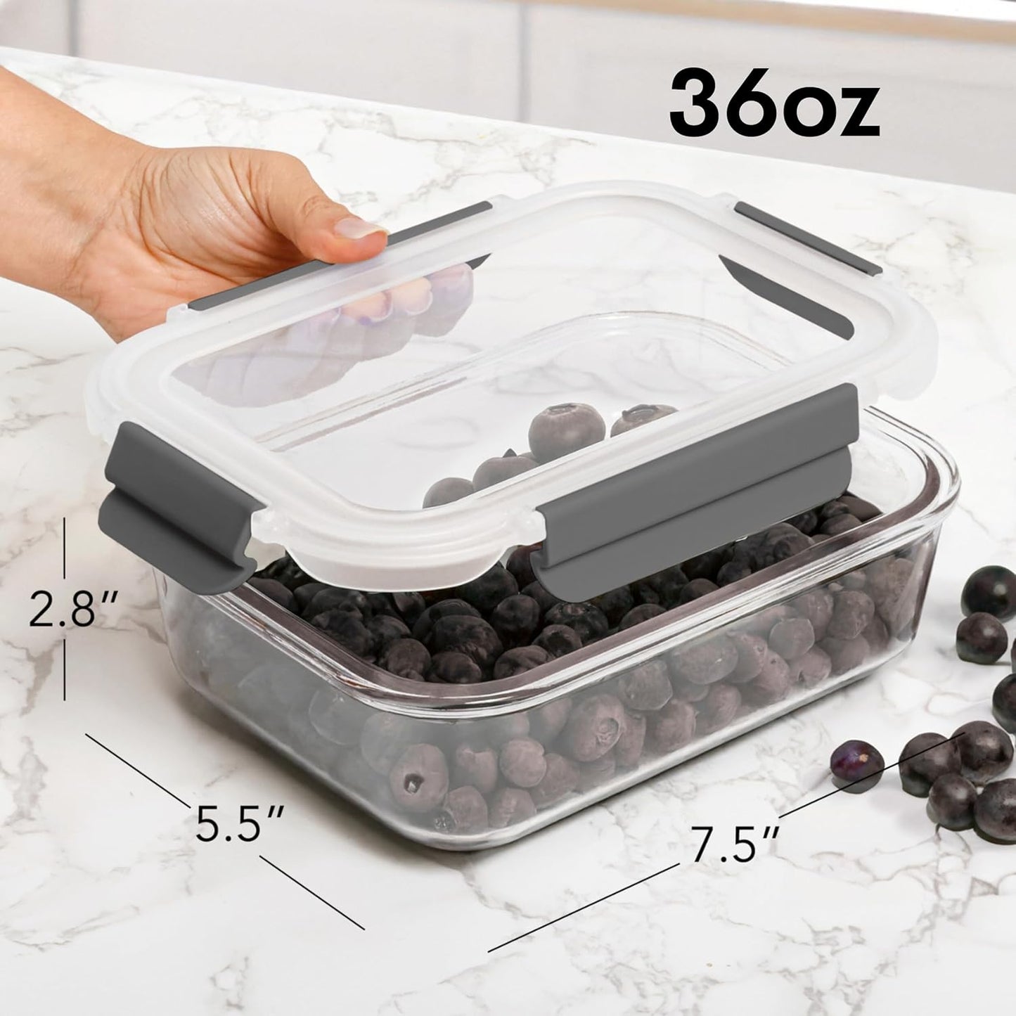 ECOBERI Glass Meal Prep Containers with Silicone Sleeves, 3 Piece 4.5 Cup Set, Borosilicate Glass Food Storage with Leak-Resistant Lids, Oven, Microwave, Freezer and Dishwasher Safe