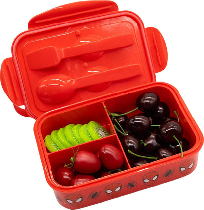 Fast Forward Hello Kitty Bento Lunch Box for Kids | Sanrio Food Container with Utensils | BPA-Free Toddler Lunch Kit with 3 Compartments | Bento Snack Box with Spoon & Fork