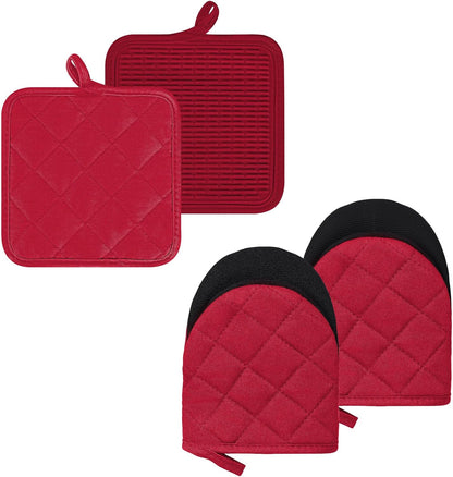 Goldmeet Mini Oven Mitts 2-Pack, 7"x5.5", 500°F Silicone Grip, Gray