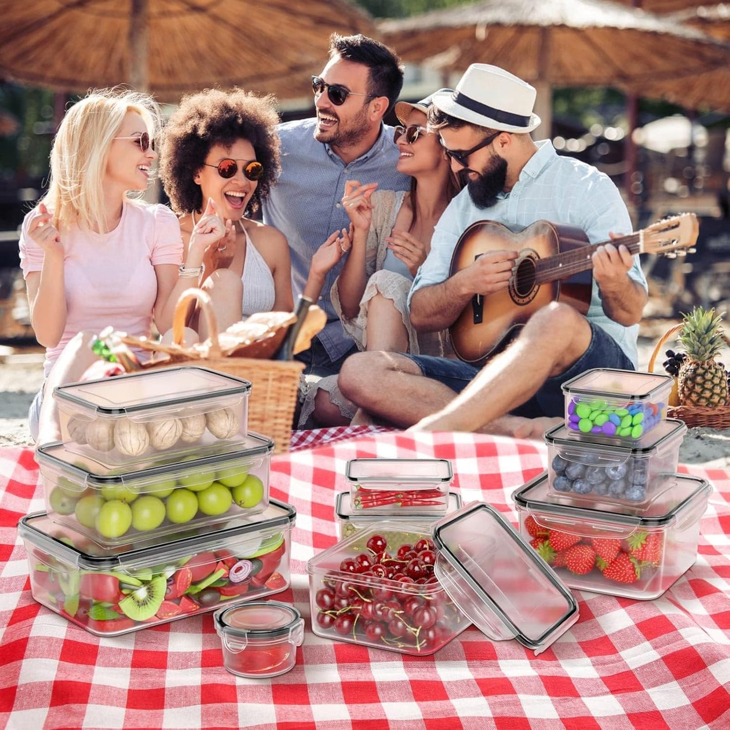 40 PCS Plastic Food Storage Containers with Lids Airtight, BPA-Free Leakproof Meal Prep Containers Reusable,Microwave & Dishwasher & Freezer Safe,Includes Labels & Pen
