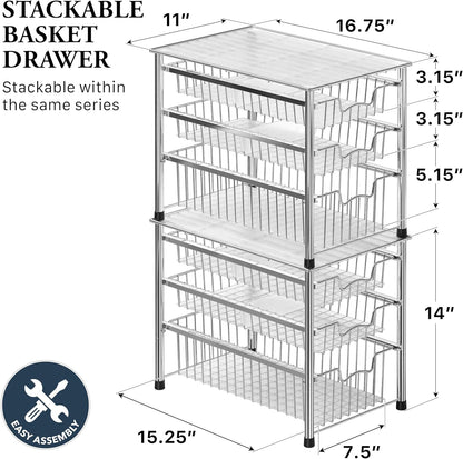 Simple Houseware Stackable Basket Drawer, Chrome