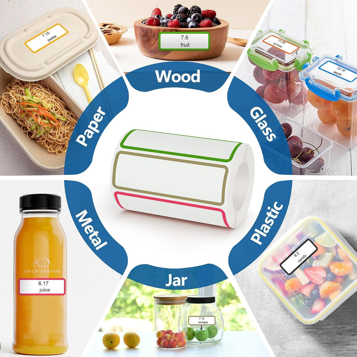 500 Pcs 1×3 Inch Removable Freezer Labels, Waterproof, Oil & Tear Resistant, No Residue Writable Stickers for Food Containers, Jars, Pantry and Meal Prep (Boho-Date)