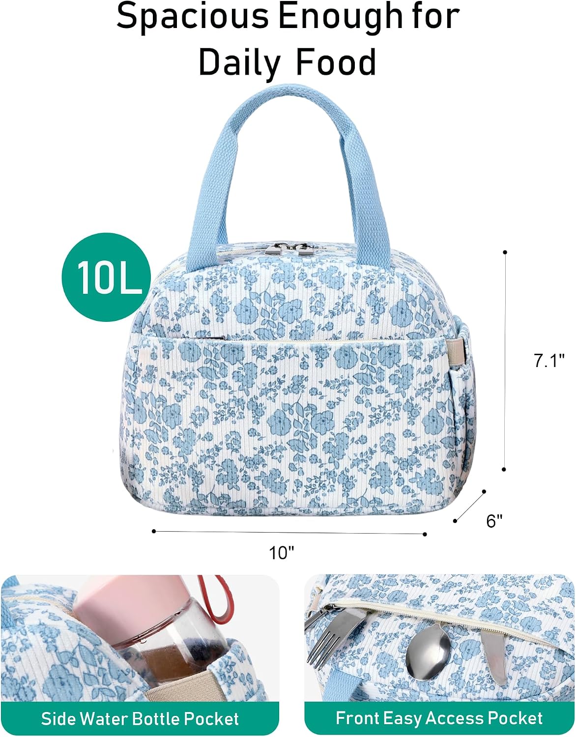 Lunch Box Lunch Bag Insulated Lunchbox Cute Reusable Lunch Tote bags for School Work Picnic for Kids Girls Women (Pink Bowknot)