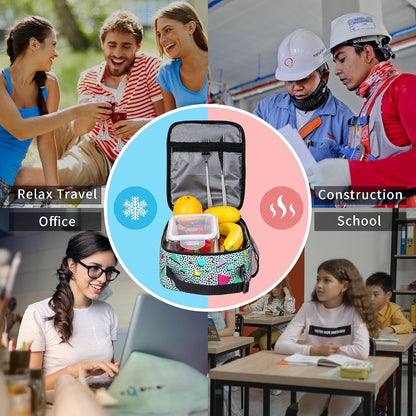 Dinosaur Volcano Insulated Lunch Bag for Women & Men, Reusable Leak-Proof Lunch Box with Cooler Compartment, Lunch Tote for Adults Work Travel Picnic Durable & Washable