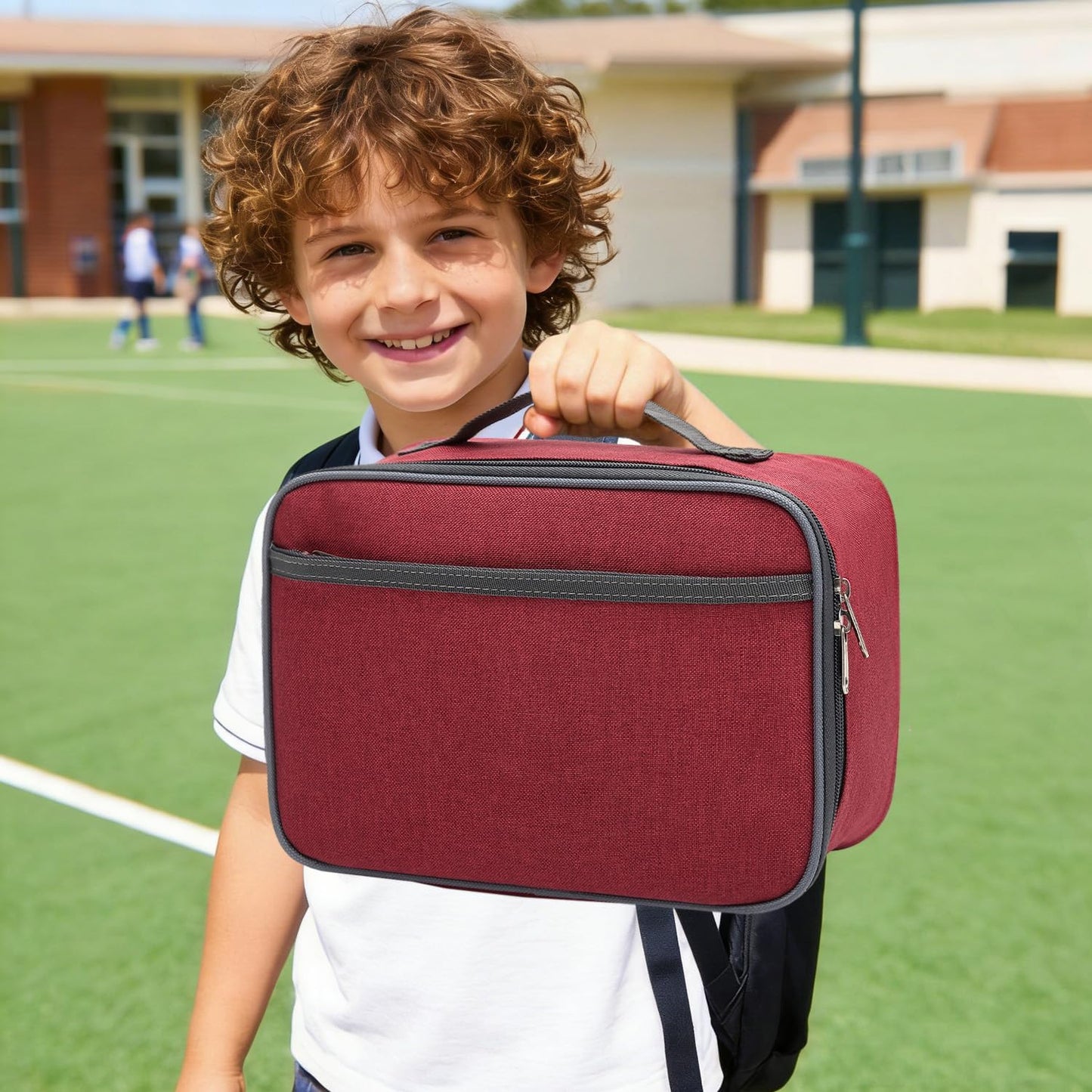 FlowFly Kids Lunch box Insulated Soft Bag Mini Cooler Back to School Thermal Meal Tote Kit for Girls, Boys, Black
