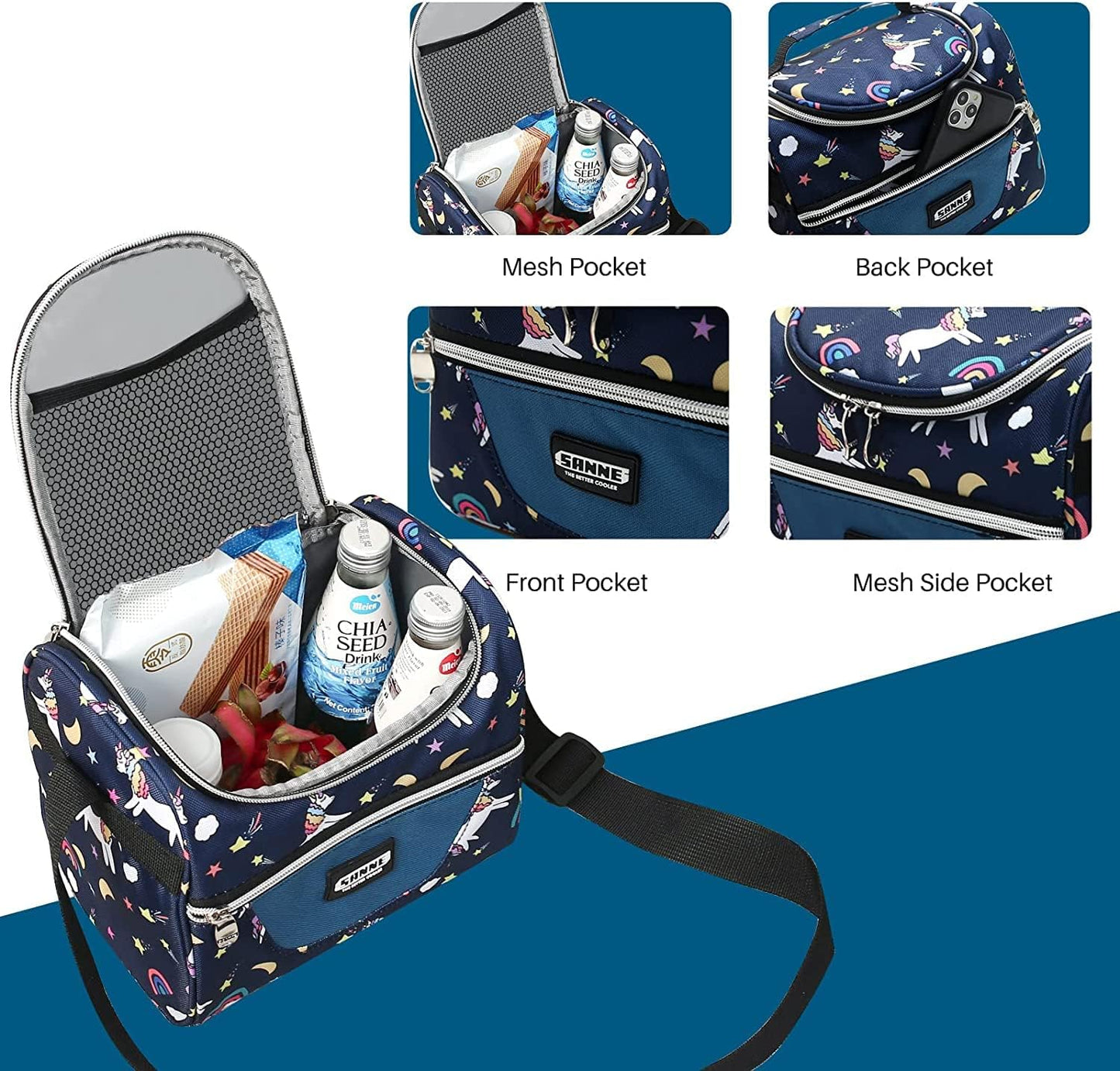Lunch Bag for Kids Coole Lunch Box Tote for Women Girls Boys Children Student Insulated Bento Bag for School Work Picnic Outdoor Activities