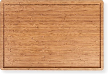 Bamboo Cutting Board Set for Kitchen - 3 Piece Reversible Wooden Cutting Boards, Wood Chopping Boards for Meat, Bread, Fruit, Cheese, Meal Prep, Wood Board and Charcuterie Serving Boards by Bambusi