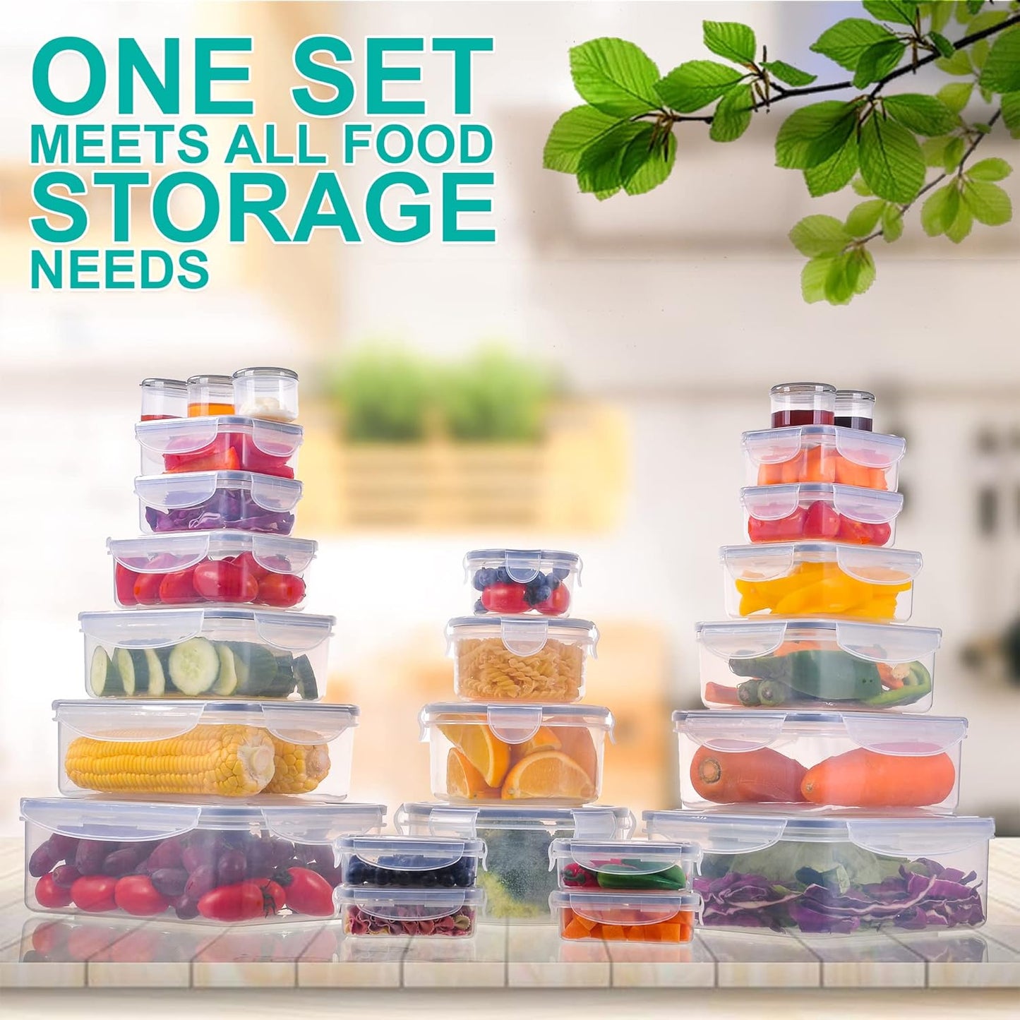 70 Pcs Large Food Storage Containers with Lids Airtight-2500ML to Small Box,Total 22812 ML Stackable Kitchen Bowls Set(35 Containers,35 Lids)-BPA Free Leak proof Plastic Boxes-Microwave safe