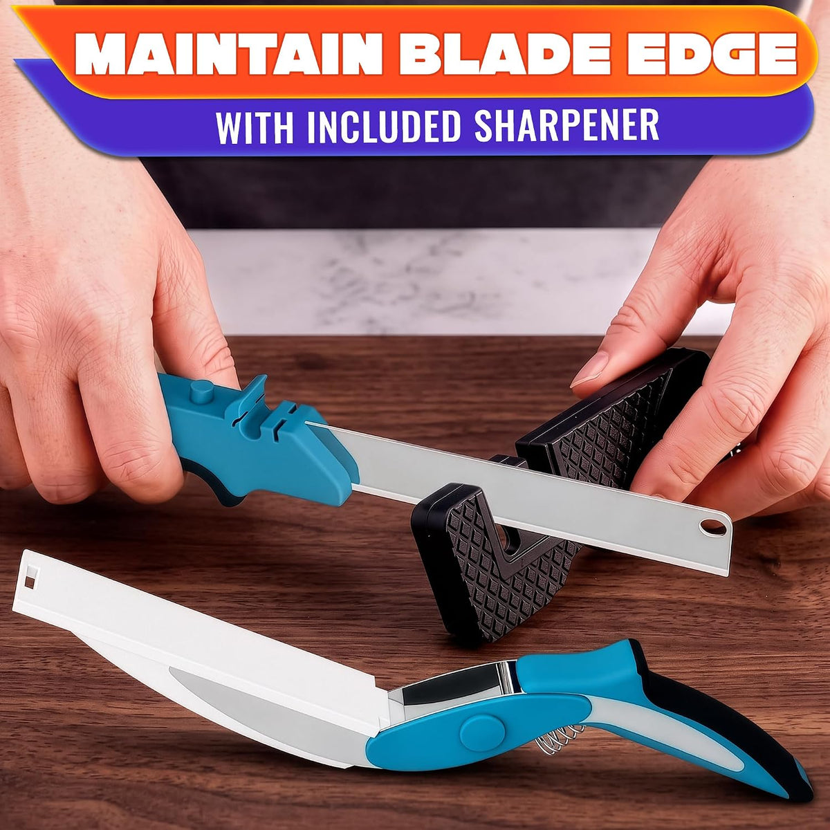 2 in 1 Kitchen Scissors for Food with Knife Sharpener (Grey)