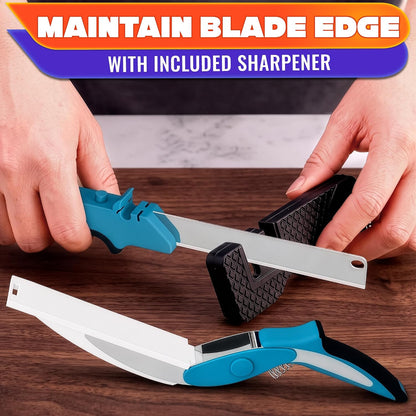2 in 1 Kitchen Scissors for Food with Knife Sharpener (Grey)