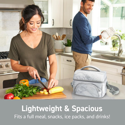 Bentgo Deluxe Lunch Bag - Durable and Insulated Lunch Tote with Zippered Outer Pocket, Internal Mesh Pocket, Padded and Adjustable Straps, & 2-Way Zippers - Fits All Lunch Boxes (Blue)