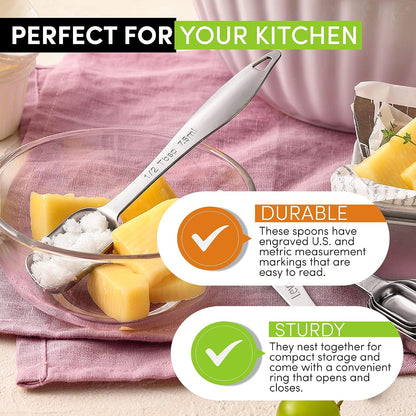 Spring Chef Stainless Steel Measuring Cups and Spoons w/Leveler