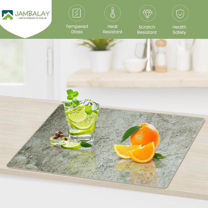 JAMBALAY Tempered Glass Cutting Boards for Kitchen, Gold 12"x8" & 16"x12" Glass Cutting Board Set with Marble Design, With Non Slip Foot, Shatter and Heat Resistant, Dishwasher Safe