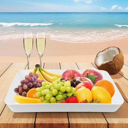 greenandlife 4 pcs 16" x 11" Large Serving Trays for Party Supplies, Plastic Platters for Serving Food, Unbreakable Reusable Trays for Snack, Fruit, Cookies, Desserts in Kitchen, BPA Free, Black