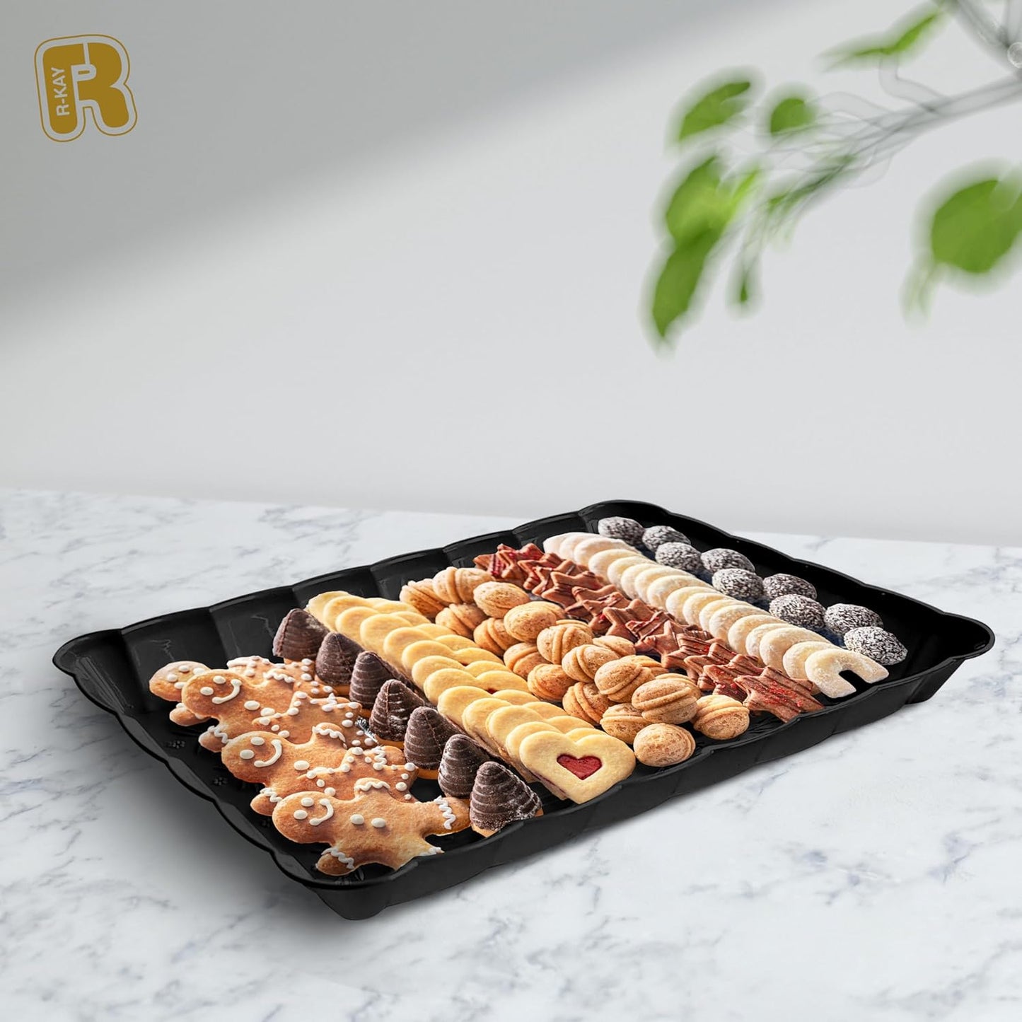 6 Pack Clear Plastic Serving Trays for Party, 9 x 13 Inch - Heavy Duty Plastic Trays for Food - Rectangular Party Serving Trays and Platters - Clear Disposable Trays
