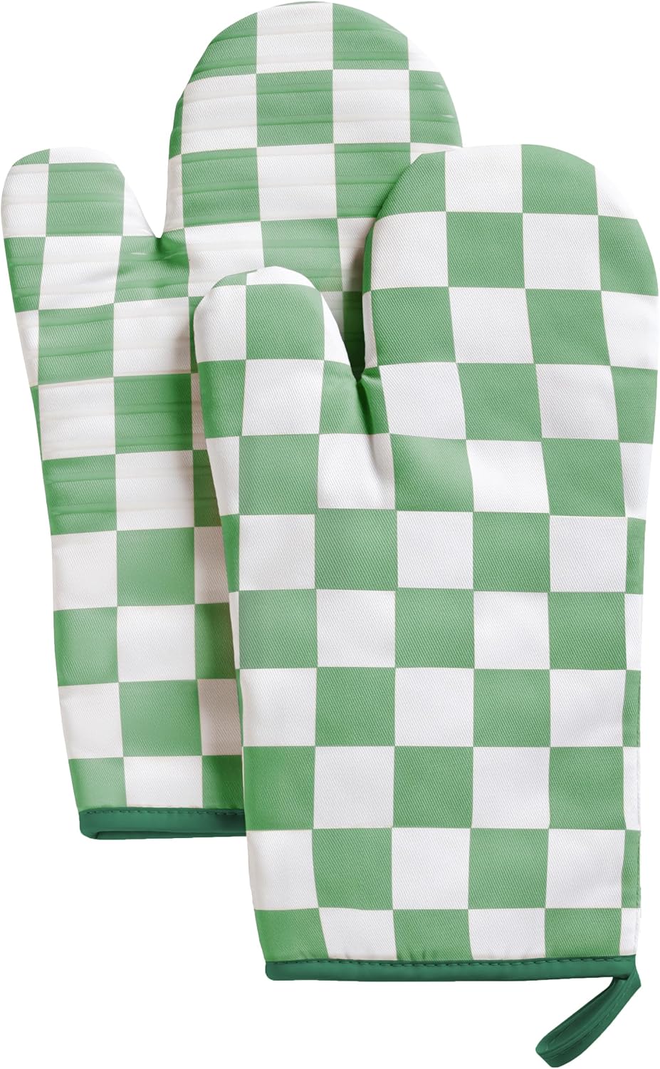 Ohocut Navy Blue Checkered Oven Mitts Heat Resistant, Vintage Retro Checkerboard Cute Oven Mitts, Non-Slip Silicone Kitchen Oven Gloves, 2-Pack Set, 7''x13''