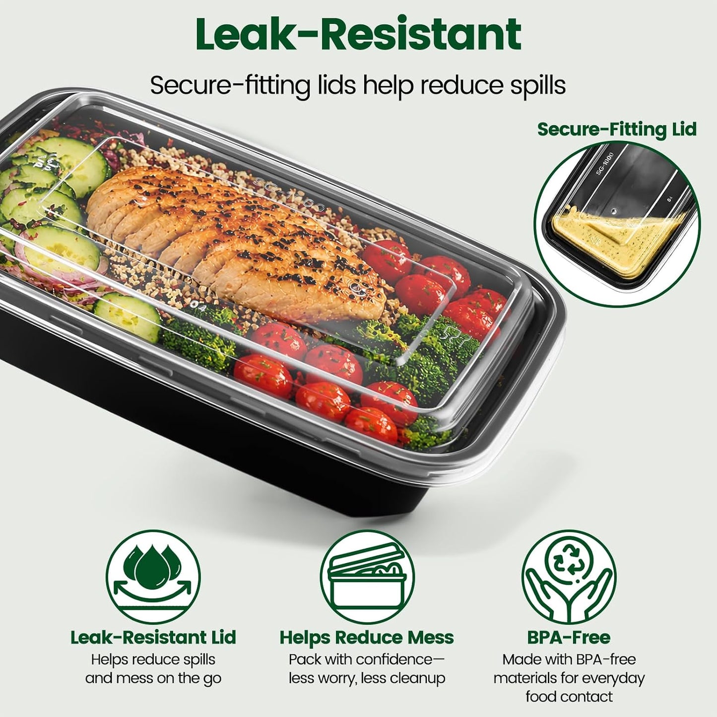 Meal Prep Containers 24oz-100 Pack (200-Piece) Reusable Food Storage Containers with Lids Microwave, Freezer, Dishwasher Safe - Leakproof & BPA Free Durable Plastic Bento Box for To Go Take Out