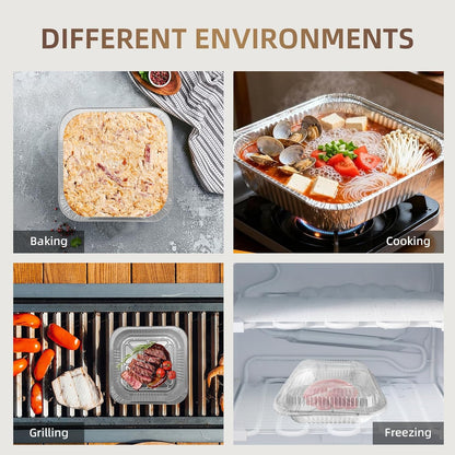 20 Pack 9x13 Aluminum Foil Pans with Lids - Heavy Duty Disposable Baking Pans, Oven Safe Steam Table Trays for Cooking, Meal Prep, Catering, Party, Food Storage & Transport - Silver, 2.5" Deep