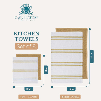 Casa Platino Potholders for Kitchens, 8-Piece – 500°F Heat Resistant Oven Mitts and Pot Holders, Mini Oven Mitt with Silicone Grip, 2 Kitchen Towels & 2 Dish Cloths – Durable & Non-Slip – Canyon Rose