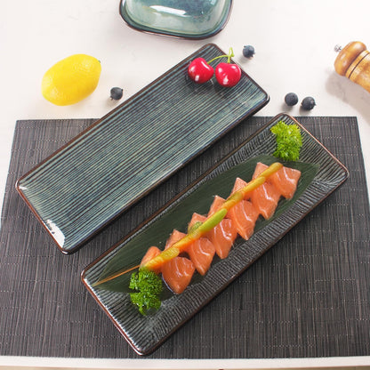 Porcelain Rectangular Plates, Large Cookie Trays, Set of 4, Shatterproof, Dishwasher-Safe, Perfect for Sushi, Baguettes, Snacks, Appetizers, Rolls, or Table Centerpieces.