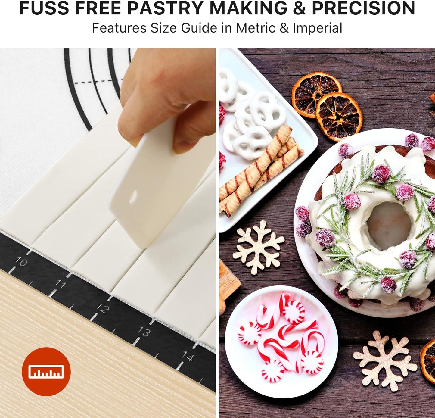 Silicone Baking Mat,28" x 20" Extra Thick Large Non Stick Sheet Mat with Measurement Non-slip Dough Rolling Mat,Reusable Food Grade Silicone Counter Mat for Making Cookies,Macarons,Bread and Pastry