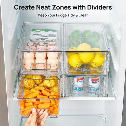 Vtopmart 4 Pack Clear Stackable Storage Drawers,Under Sink and Kitchen Organizers Storage,Easy to Assemble Plastic Drawers for Baby Bottle,Medicine, Bathroom,Cabinet and Pantry Organization