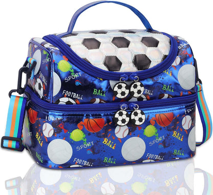 RHCPFOVR Kids Lunch Bag - Double - Decker Cooler Insulated Lunch Box for Boys Girls,Washable Lunch Bag with Strap and Reusable Toddler Lunchbox for School and Daycare