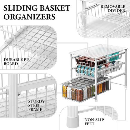 Simple Houseware Stackable Basket Drawer, Chrome
