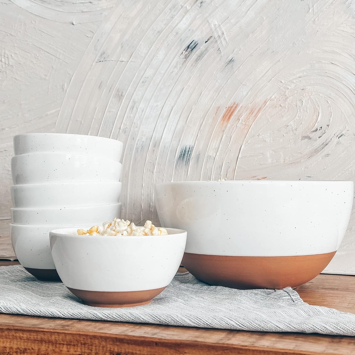 Mora Ceramic Artisan Matte Small Dessert Bowls - 16oz, Set of 6 - Microwave, Oven and Dishwasher Safe, For Rice, Ice Cream, Soup, Snacks, Cereal, Chili, Side Dishes etc - Microwavable Kitchen Bowl