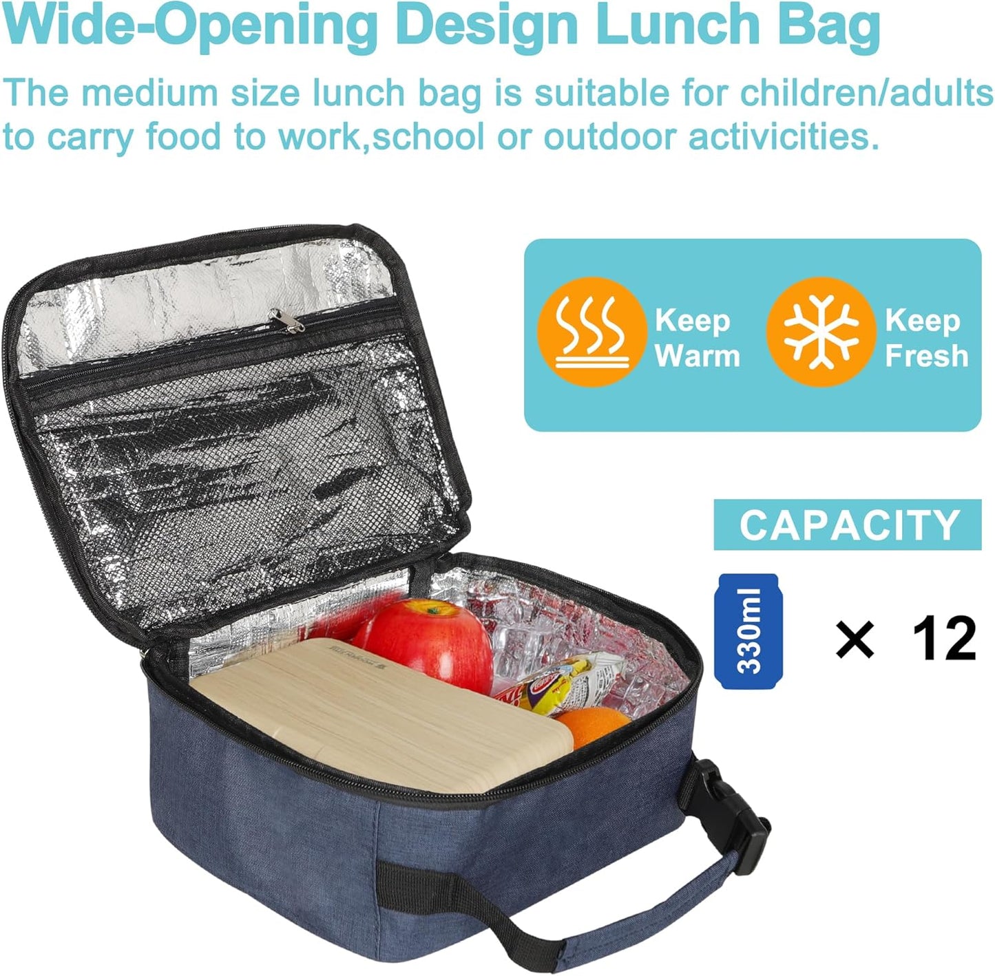 esouler Lunch Box Kids Insulated Lunch Bag for Boys & Girls Durable Children Lunchbox for School with Water Bottle Holder-Black