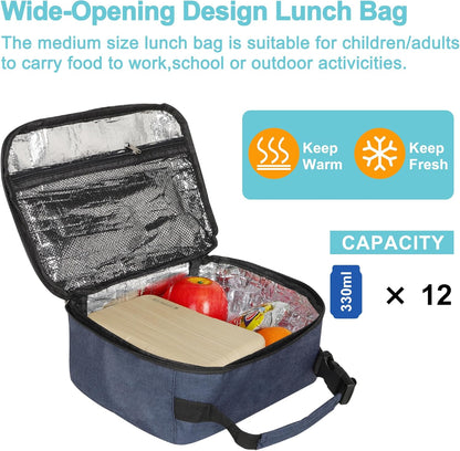 esouler Lunch Box Kids Insulated Lunch Bag for Boys & Girls Durable Children Lunchbox for School with Water Bottle Holder-Black
