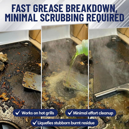 Griddle-Whiz Grill & Griddle Cleaner | Removes Grease, Food Residue, Burnt On Organics | Non-Toxic High Heat Flat Top Grill Cleaner & Food Contact Surface | Non-Caustic Formula by FryOilSaver (32oz)