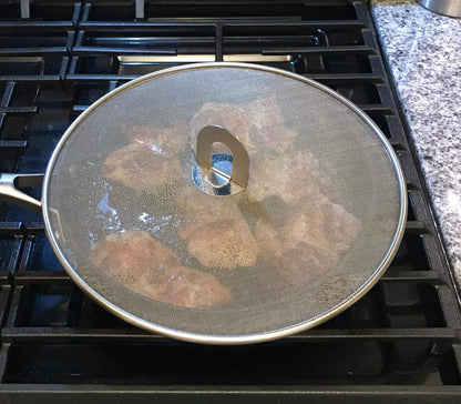 3 Pack Grease Splatter Screen for Frying Pan with Fold Flat Knob-Grease Splatter Guard Shield-No Cooking Oil Mess–No Burns–Ultra Fine Mesh Lids-Rust Free Stainless Steel- 9.8,11.5,13 Inch