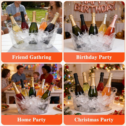 2 PCS Ice Bucket for Parties, 6.5L Large Ice Bucket, 1.7 Gallon Champagne Bucket with 2 Scoops, Beverage Tub Mimosa Bar Supplies for Champagne, Beer, Cocktail