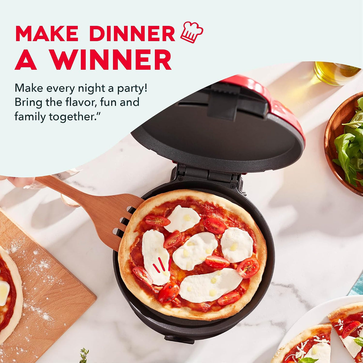 Dash Round Express Electric - Pancake Maker & Eggs Griddle System - Healthy Breakfast Maker - Quick Heat-Up & Easy Cleanup - nonstick surface - Red