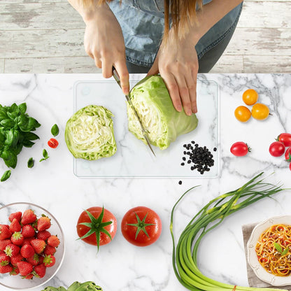 Glass Cutting Boards for Kitchen,Clear Tempered Cutting Board for Countertop,Non-slip Chopping Board,Table protection, Heat Resistant, Shatter Resistant, Set of 4