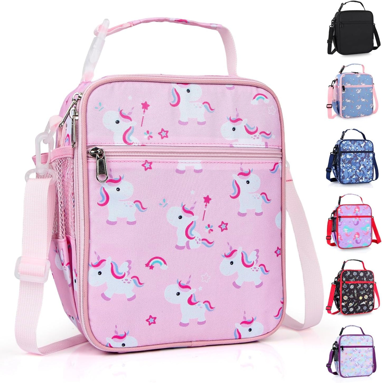 Kids Insulated Lunch Box Bag, Thermal Picnic Cool Bags with Adjustable Strap for Adults Children Women Men Boys Girls School Work (CAM-Blue)