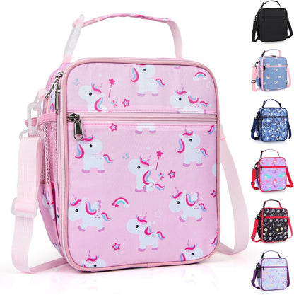 Kids Insulated Lunch Box Bag, Thermal Picnic Cool Bags with Adjustable Strap for Adults Children Women Men Boys Girls School Work (CAM-Blue)