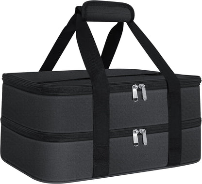 esouler Insulated Casserole Carrier - Casserole Carriers for Hot or Cold Food - Lasagna Lugger Dish Carrier, Thermal Lunch Bag for Potluck Parties, Picnic, Travel, Fits 9" x 13" Baking Dish, Grey