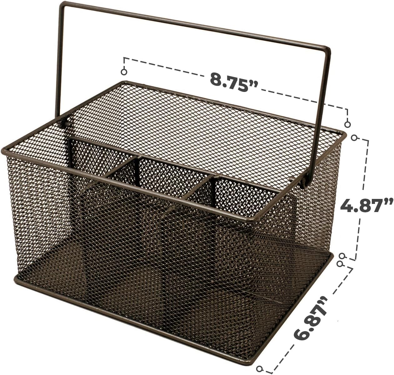 Sorbus® Utensil Caddy — Silverware, Napkin Holder, and Condiment Organizer — Multi-Purpose Steel Mesh Caddy—Ideal for Kitchen, Dining, Entertaining, Tailgating, Picnics, and much more (White)