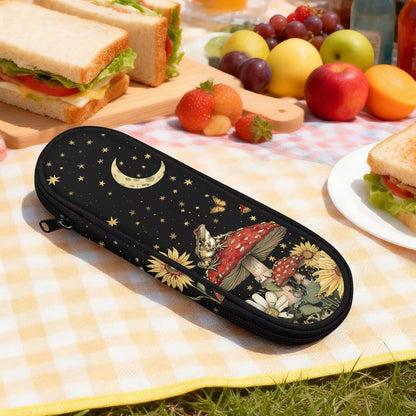 Travel Cutlery Set with Case for Kids Portable Utensil Case Reusable Silverware Pouch for School Travel Lunch Capybara Flower