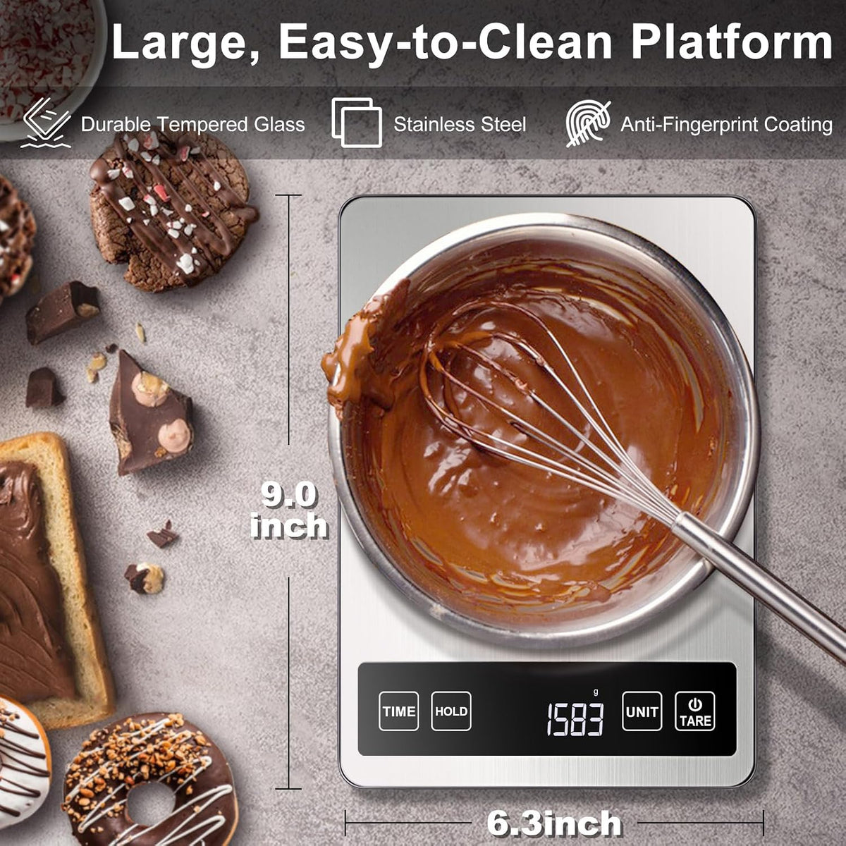 Fuzion Food Scale, 22lb/0.1oz Digital Kitchen Scale - 7 Units, Tare & PCS