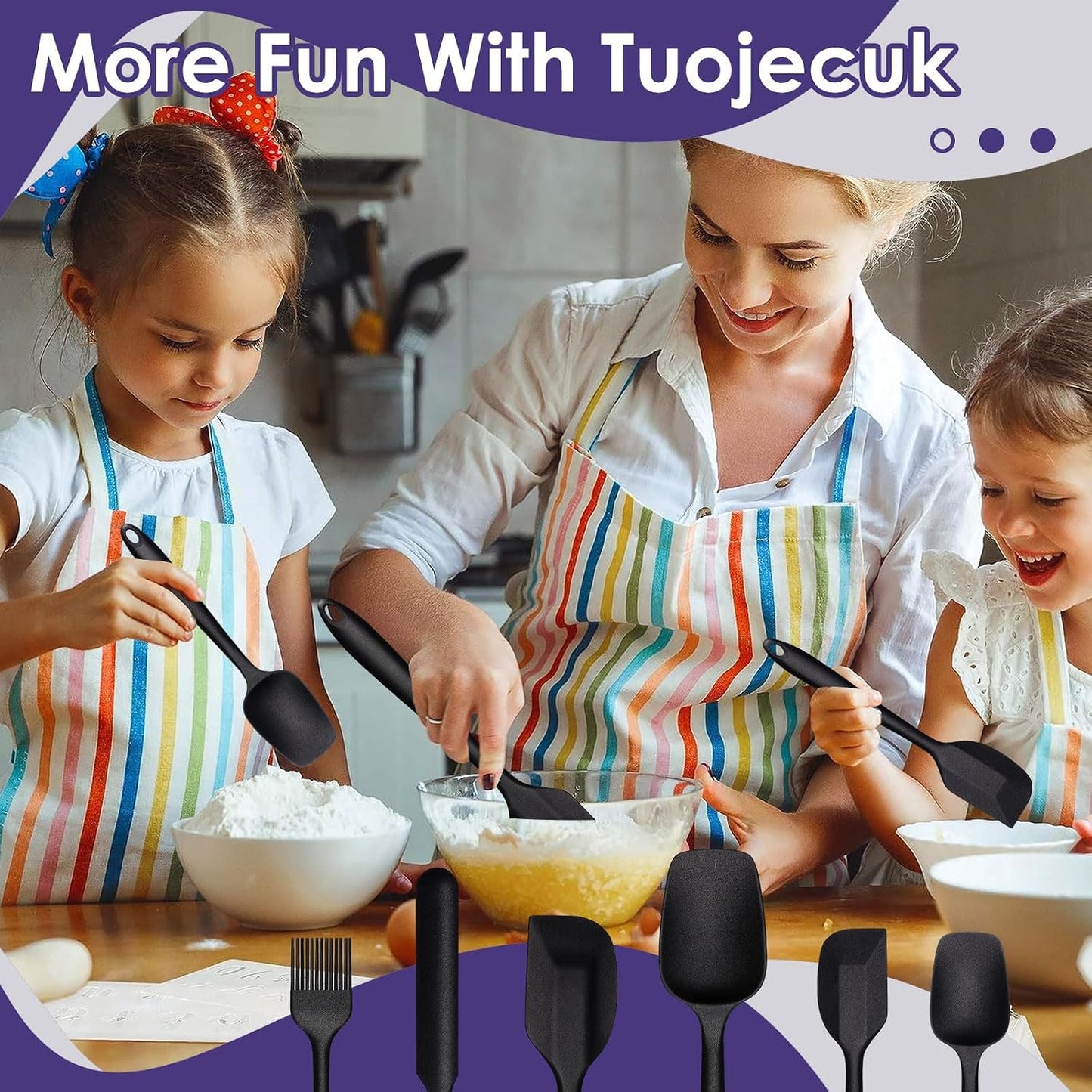 Silicone Spatula Set, 6PCS Heat Resistant Spatulas for Cooking, Food Grade Silicone Rubber Spatula Set for Baking, Non Stick Dishwasher Safe BPA-Free