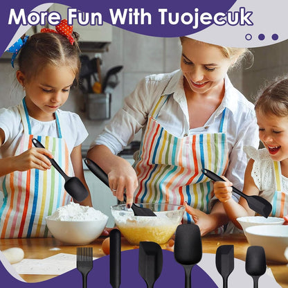 Silicone Spatula Set, 6PCS Heat Resistant Spatulas for Cooking, Food Grade Silicone Rubber Spatula Set for Baking, Non Stick Dishwasher Safe BPA-Free