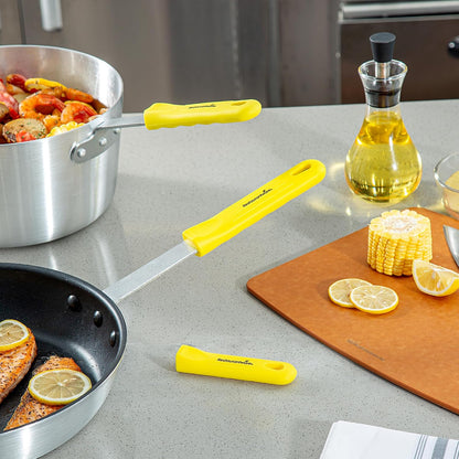 Restaurantware Silicone Pan Handle Cover Set 1-Count Heat-Resistant Removable Pan Handle Grips, Ergonomic Non-Slip Green Handle Protectors for Fry Pans and Sauce Pans