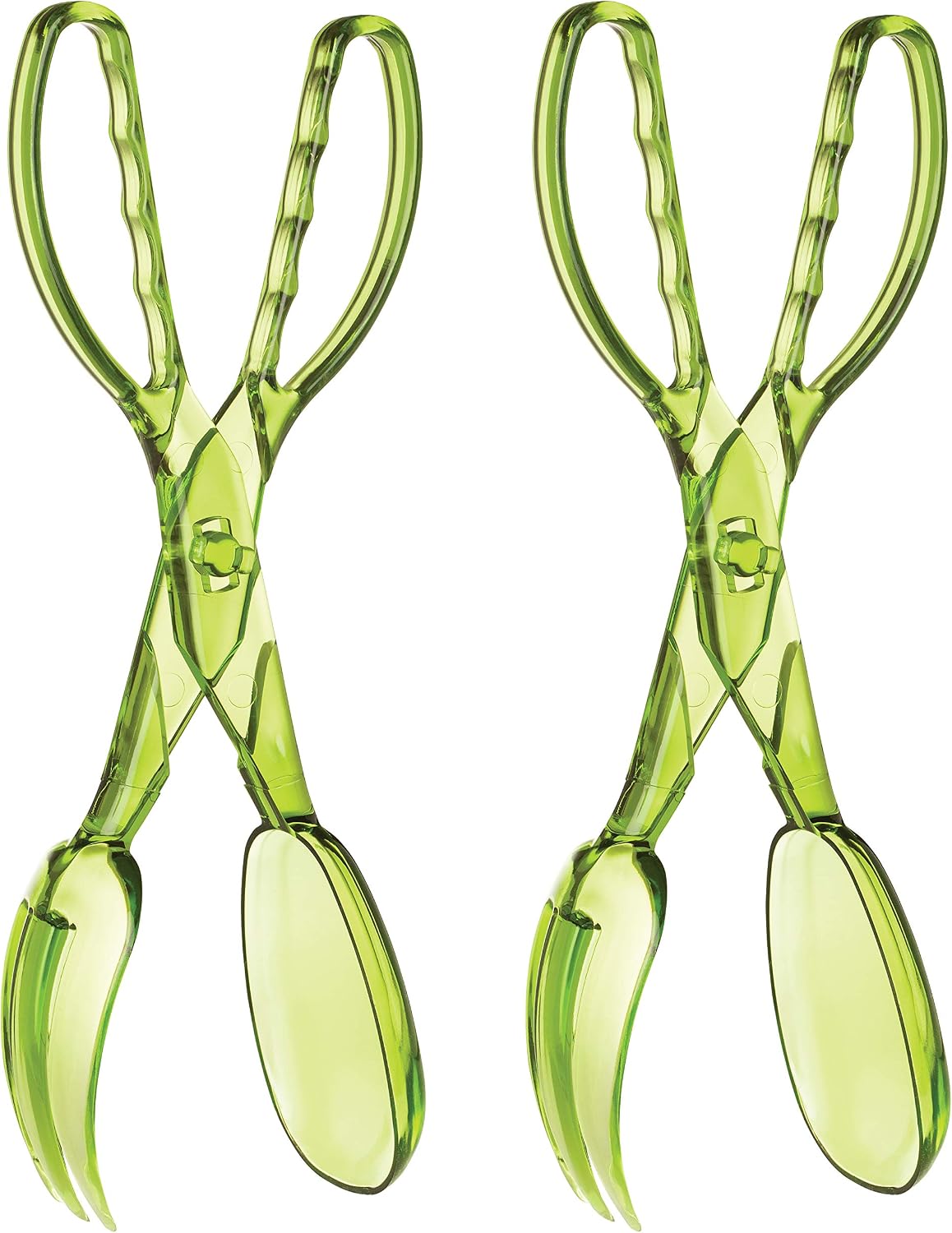 HIC Kitchen Salad Tong, Hinged Design, Detachable Fork and Spoon Green